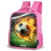 Vuurvoetbal in doelnet vastgelegd Kinderrugzak - Roze middel -schuin