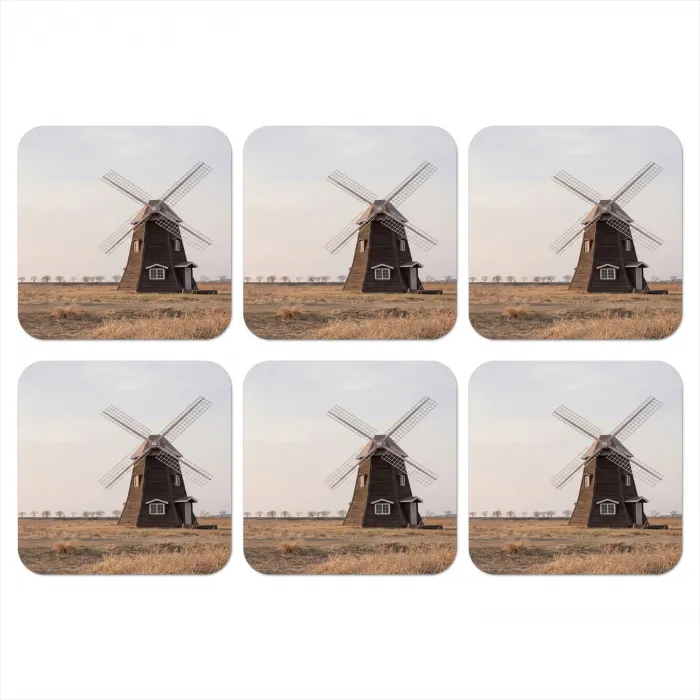Windmolens - Landschap - Veld onderzetter kurk middel -3d