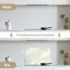 Zwart-wit foto van marmer keuken achterwand spatscherm klein -voor_na_NL