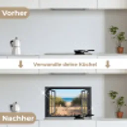 Toegang tot het Strand keuken achterwand spatscherm klein -voor_na_DE