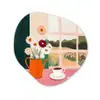 Bloemen - Koffie - Raam Wandcirkel Organisch Plexiglas middel -3d