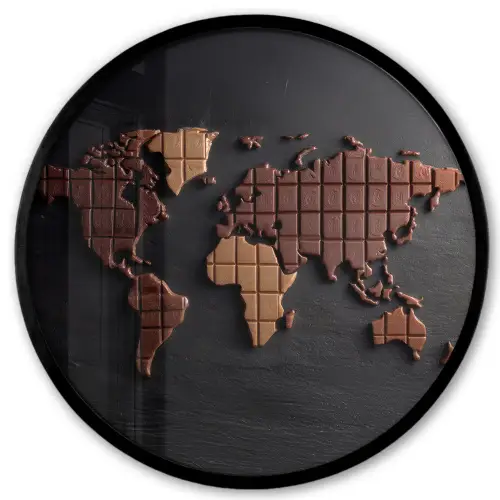 Wereldkaart - chocola - Smakelijke uitstraling Fotolijst rond zonder passe partout klein -3d