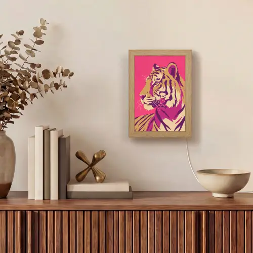Tijger - Modern - Neon Light Box met kabel (Tafellamp) klein -sfeer2