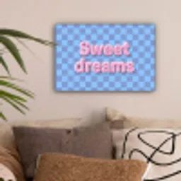 Sweet dreams - Vierkanten - Roze - Blauw canvas 2cm klein -sfeer1