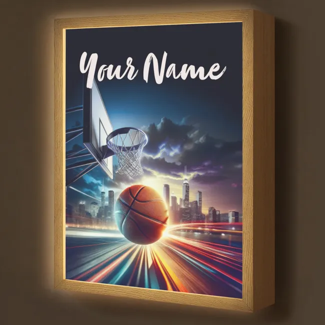 Lightbox - Kids' Wall Lamp with Name -. Basketball - Sports - Basketball - City