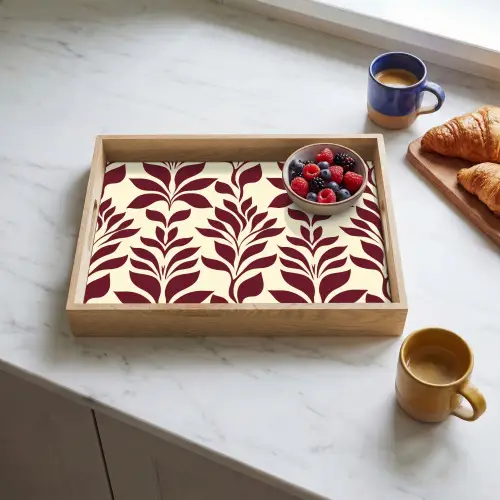 Abstract - Bladeren - Burgundy Dienblad Rechthoek middel 911 -sfeer2