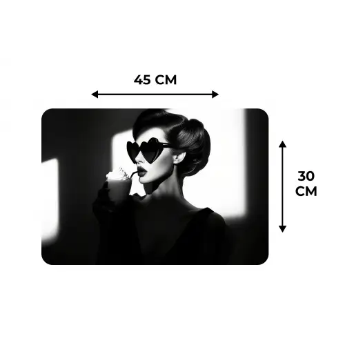 Vrouw - Zwart - Hart Placemat vinyl groot -specs