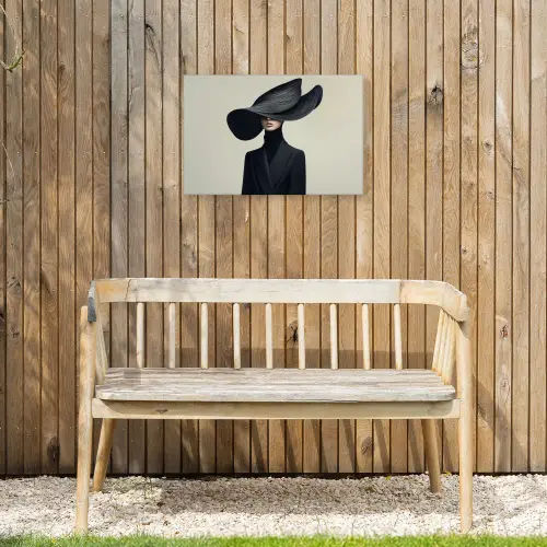 Zwart - Vrouw - Hoed Tuinposter op houten frame 2 cm dik klein -sfeer4