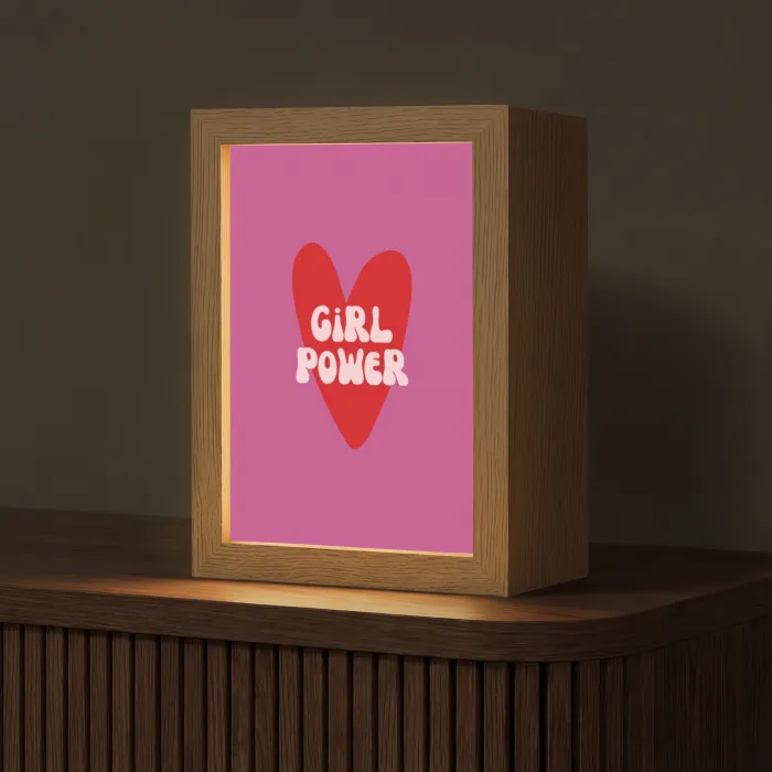 Girl power - Hart - Roze - Rood Light Box met kabel (Tafellamp) klein -z3d_website