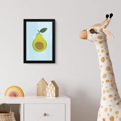 Avocado - Illustratie - Groene - Vrucht fotolijst zwart zonder passe partout klein -usfeer4_kinderkamer