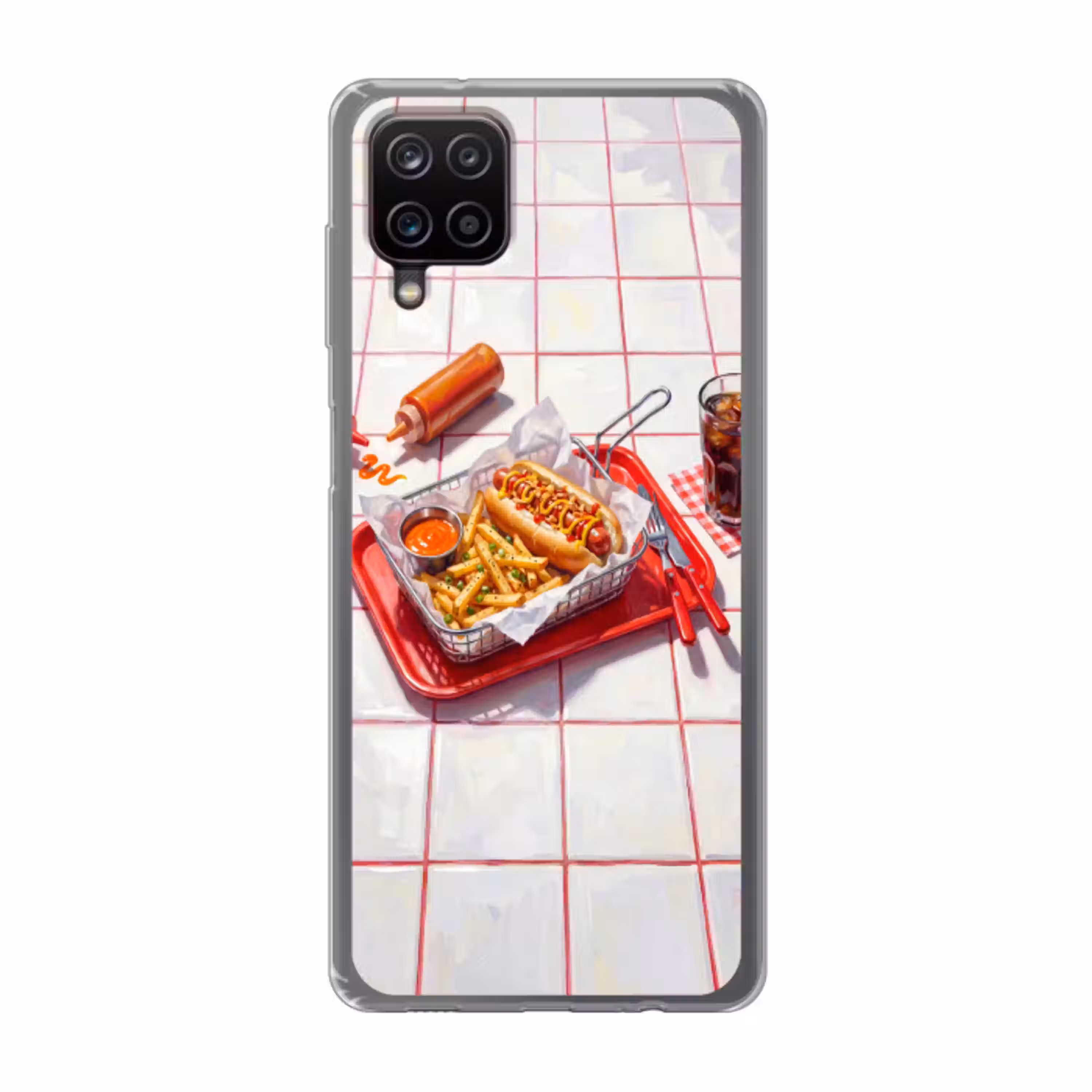 Eten - Hotdog - Fastfood - Modern - Rood Telefoonhoesje Samsung Galaxy A12 klein -3d