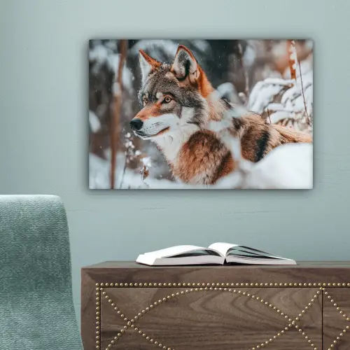 Wolf - Sneeuw - Winter - Dieren - Natuur - Sneeuw canvas 2cm klein -sfeer4