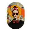 Vrouw - Bril - Strik - Retro Wandcirkel Ovaal Forex klein -3d
