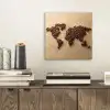 Wereldkaart - Zandkleur - Koffiebonen aluminium wit klein -sfeer1