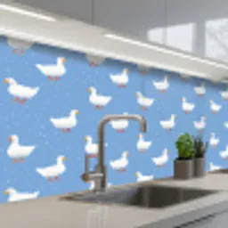 Ganzen - Elegant - Blauw keuken achterwand 2 middel 871 -3d_schuin