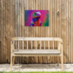Kameleon - Dieren - Neon - Kleur Tuinposter op houten frame 2 cm dik klein -sfeer4