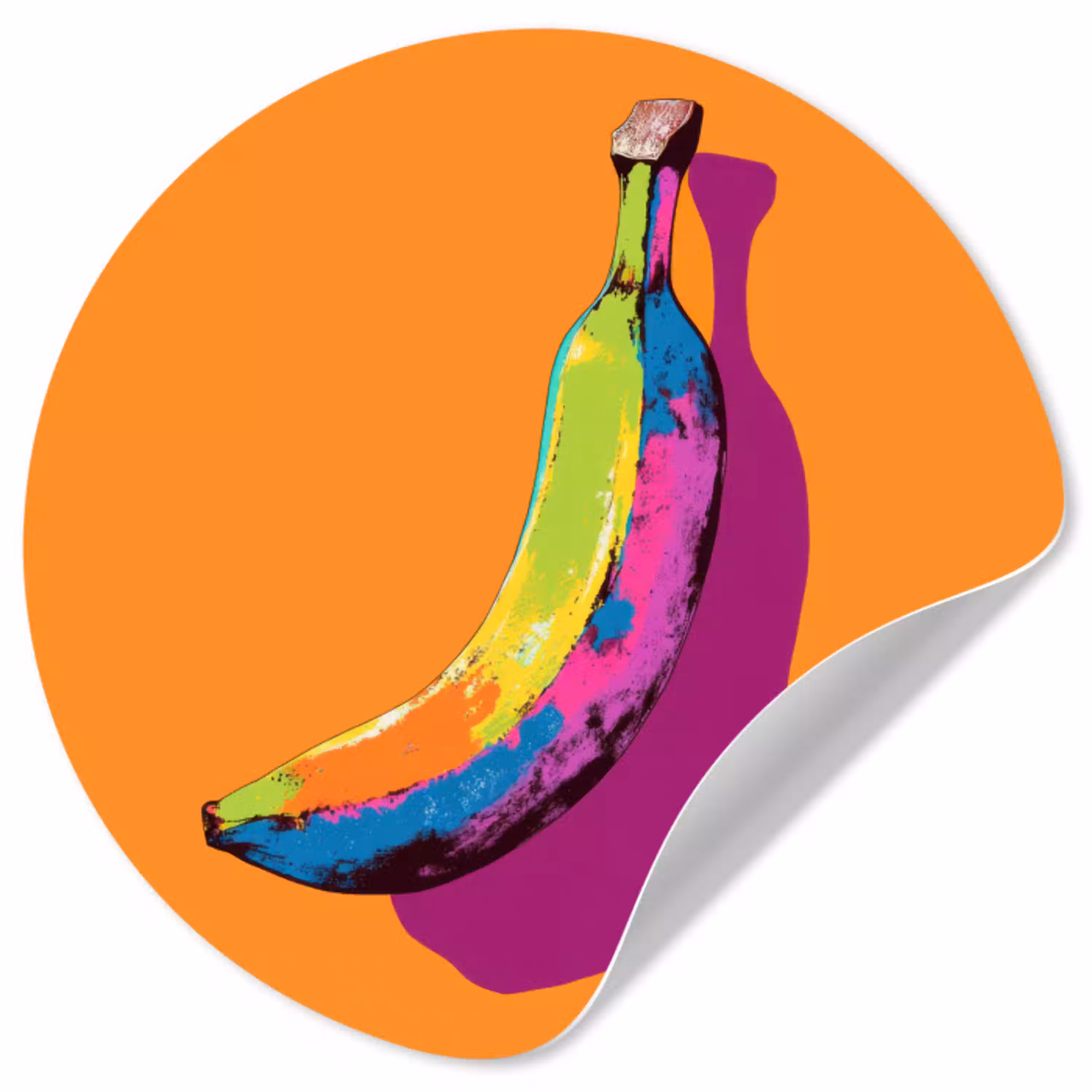 Felle kleuren - Banaan - popart Wandcirkel behangsticker klein -3d