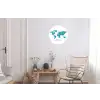 Wereldkaart - Blauw - Kleurrijk Wandcirkel aluminium klein -woonkamer