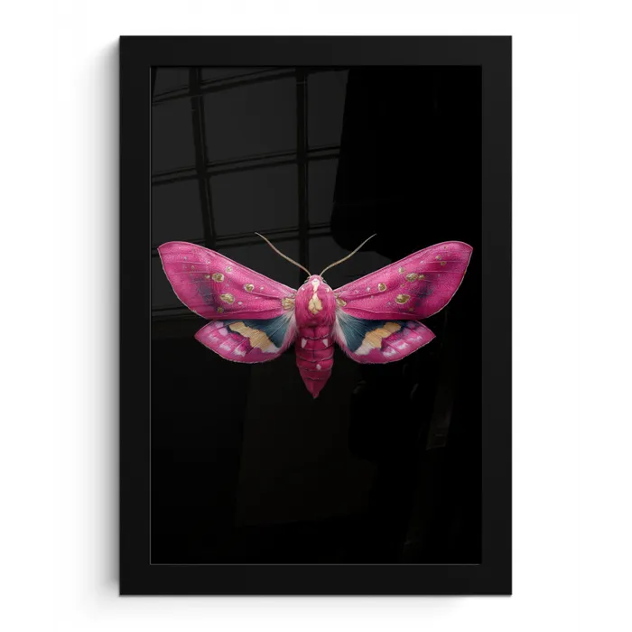 Vlinder - Roze - Nachtvlinder fotolijst zwart zonder passe partout klein -3d