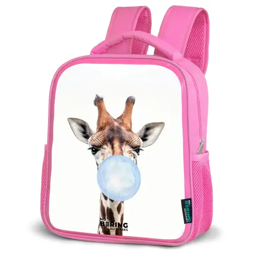 Kauwende Kobus blauw Kinderrugzak - Roze middel -schuin