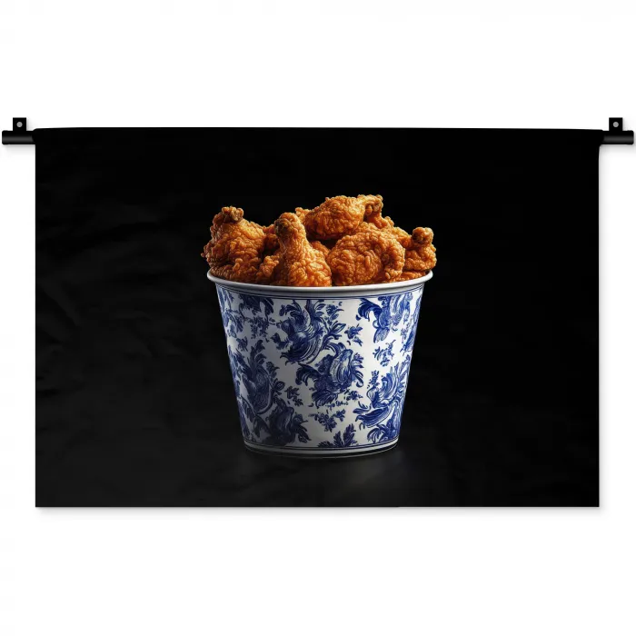 Kip - Bucket - Delfts blauw - Lekker Wandkleed katoen klein -zz3d