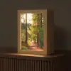 Bos - Pad - Bomen - Groen - Zon - Natuur Light Box met kabel (Tafellamp) klein -z3d_website