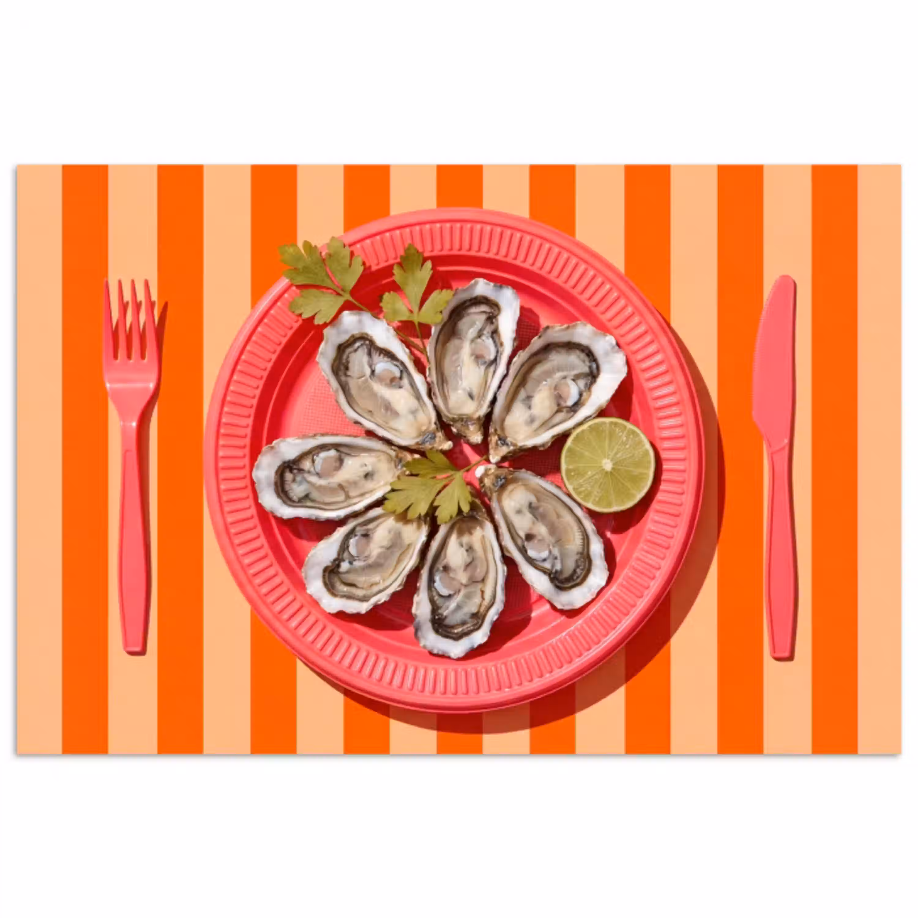 Eten - Oester - Zeevruchten - Oranje - Modern poster papier klein -3d