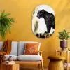 Panter - Zwart - Abstract - Goud Wandcirkel Ovaal Glas middel -sfeer4