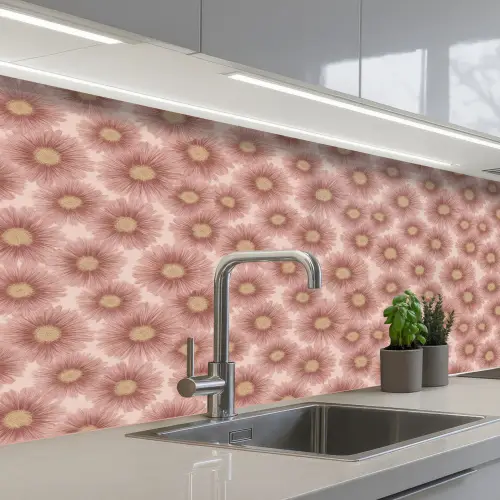 Gerbera - Bloemen - Roze keuken achterwand 2 middel 871 -3d_schuin