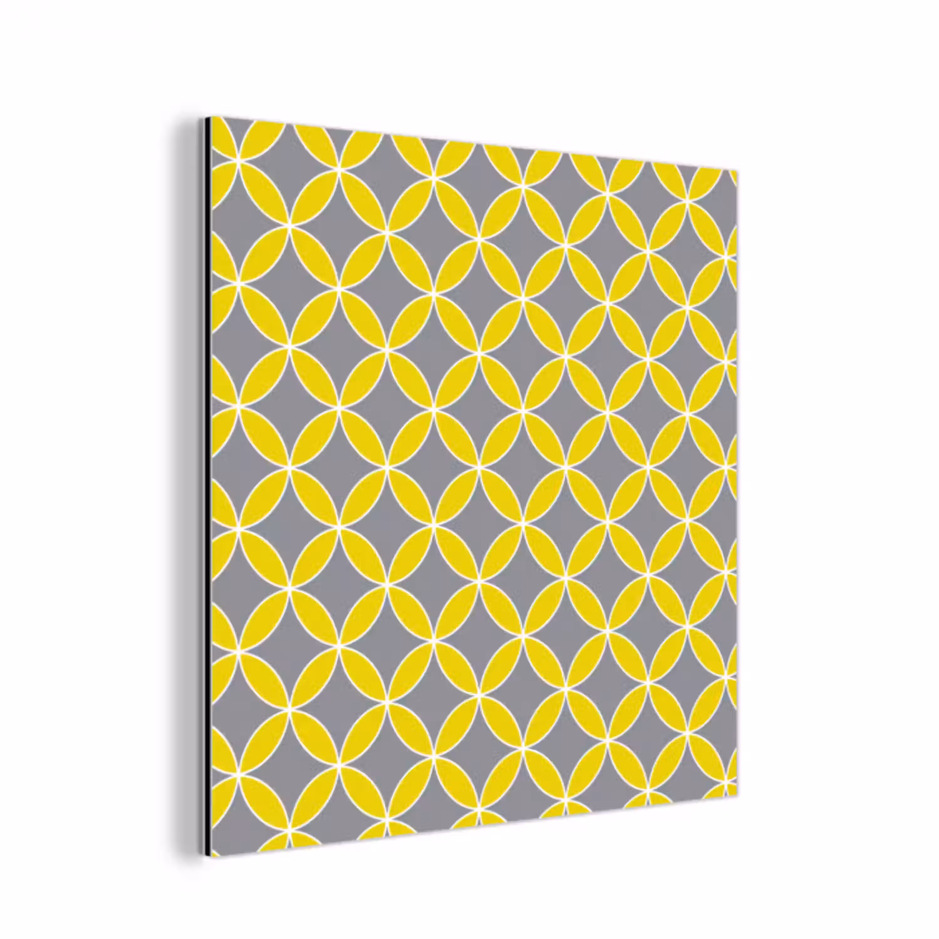 Geometrisch - Cirkels - Modern - Grijs - Geel aluminium wit klein 46 -3d