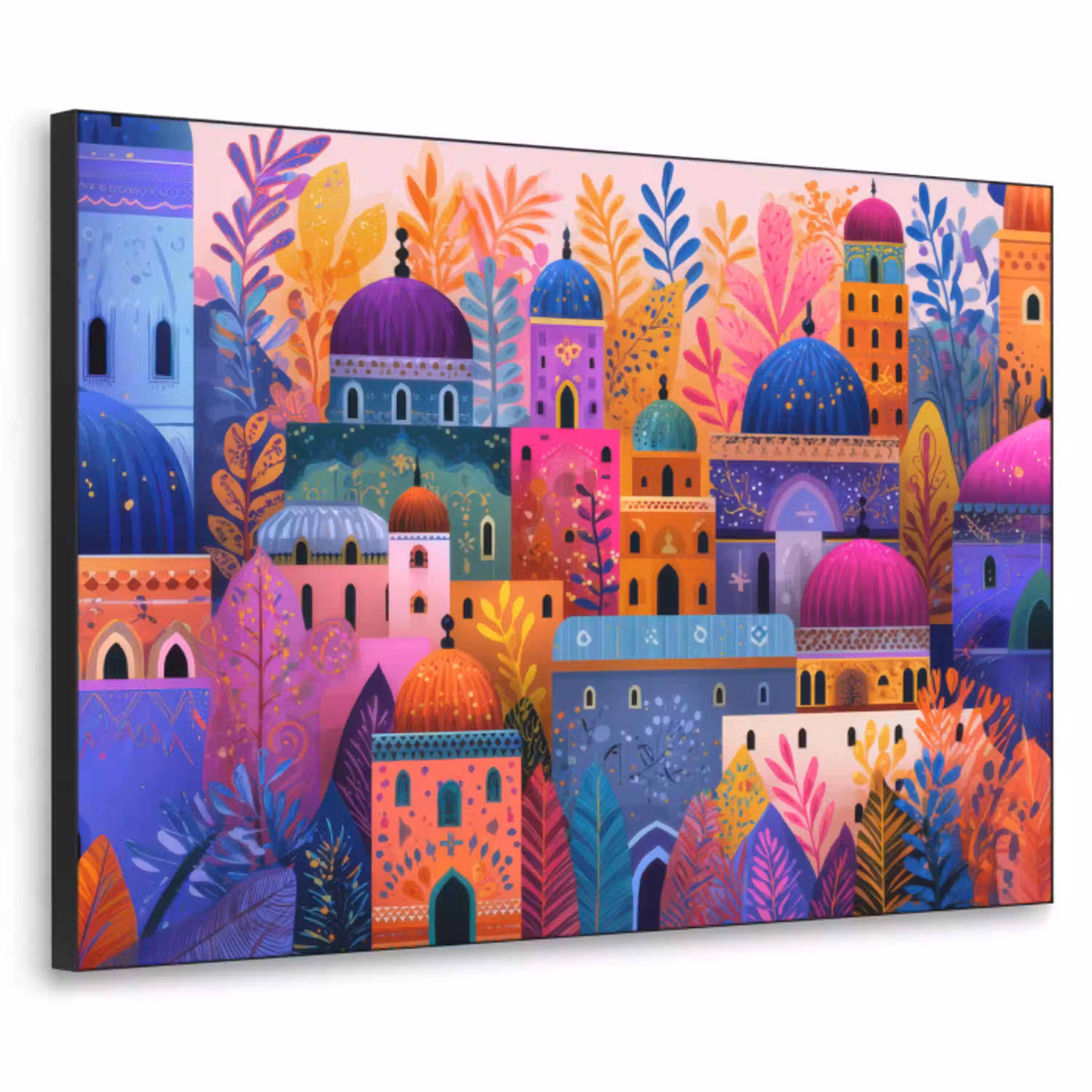 Kleurrijk paradijs - Levendig - Islamitisch Textielframe - compleet frame klein -3d