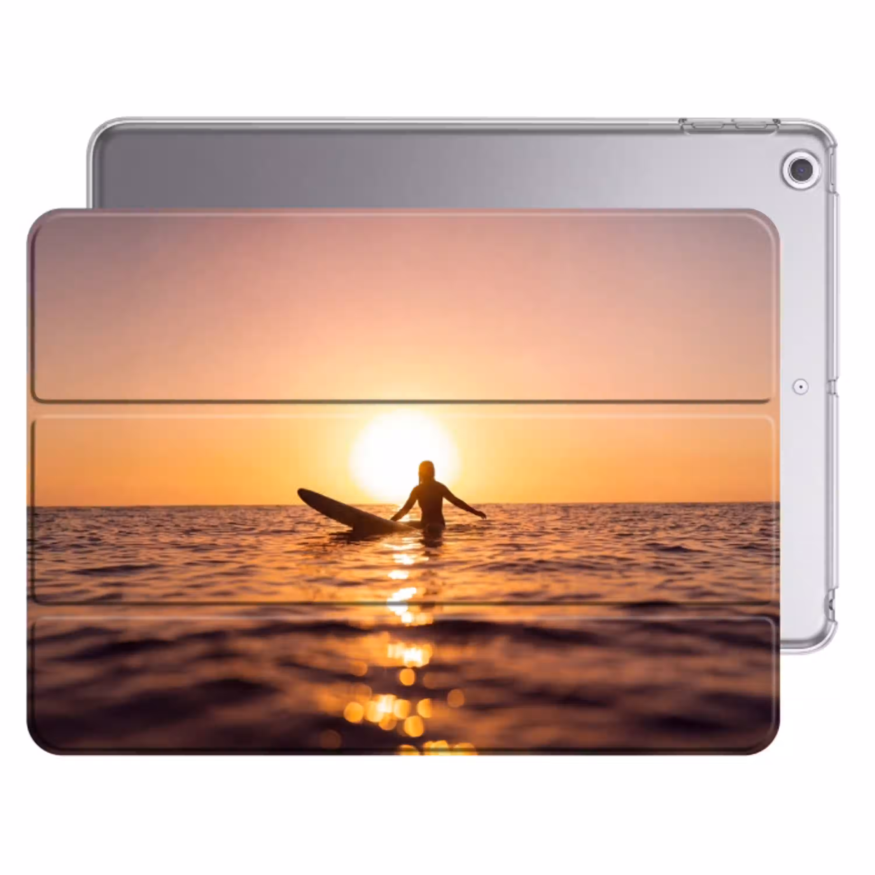 Persoon - Surfen - Zonsondergang - Zee - Oranje Apple iPad 2017 middel -threedimensional_3d_global