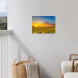 Bloemen - Zonnebloem - Zonsondergang - Nacht - Oranje tuinposter los doek klein -sfeer8