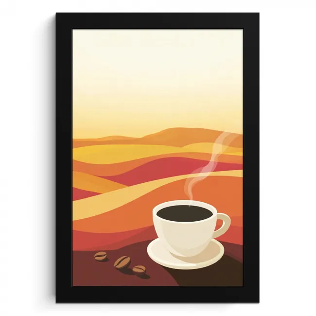 Koffie - Landschap - Oranje - Koffiebonen KitchenYeah - Keuken - Fotolijst klein -3d