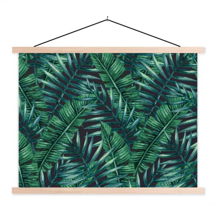 Bladeren - Tropisch - Jungle -  Natuur textielposter latten blank klein -3d