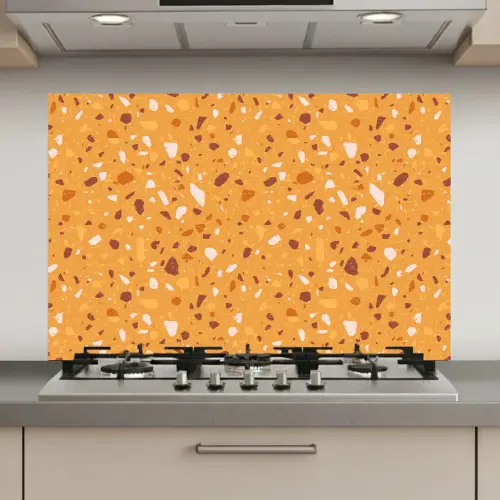 Terrazzo -  Patroon - Okergeel keuken achterwand spatscherm klein 900 -3d_website
