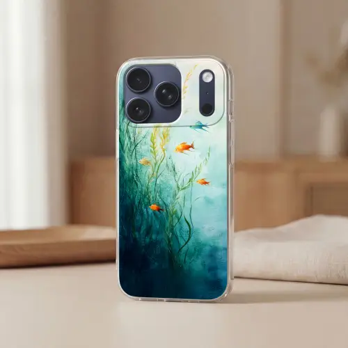 Waterplanten - Vissen - Kleurrijk - Water Telefoonhoesje iPhone 17 Pro klein -sfeer2