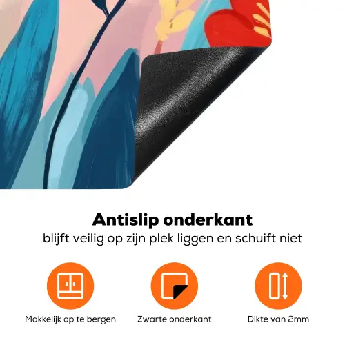 Illustratie - Bloemen - Kleurrijk Inductie beschermer vinyl 3mm klein -zzzzzzz-td-onderkant