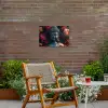 Boeddhabeeld omgeven door bloemen Tuinposter op houten frame 2 cm dik klein -sfeer3