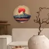 Bergtop - Sneeuw - Zon Wandcirkel kunststof plaat 5mm dik klein -sfeer1