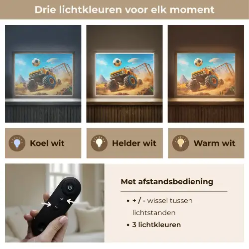 Monstertruck - Voetbal - Woestijn Light Box met batterij (Wandlamp kind) middel -USP_lichtkleurNL