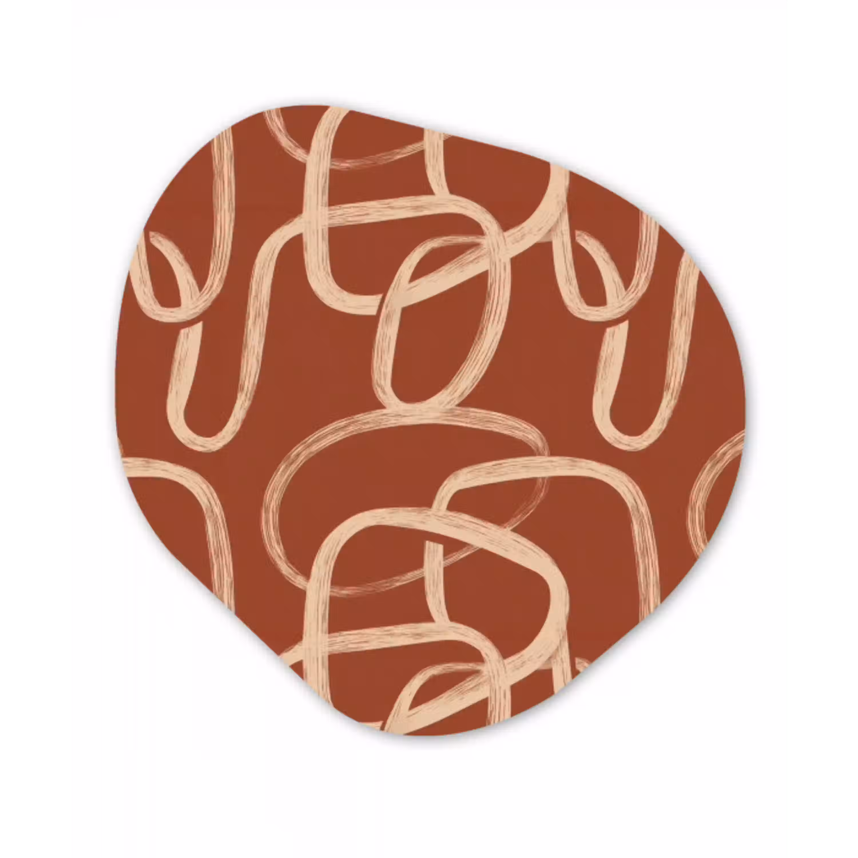 Lijnen - Abstract - Organisch - Terracotta - Crème Wandcirkel Organisch Aluminium middel 851 -3d