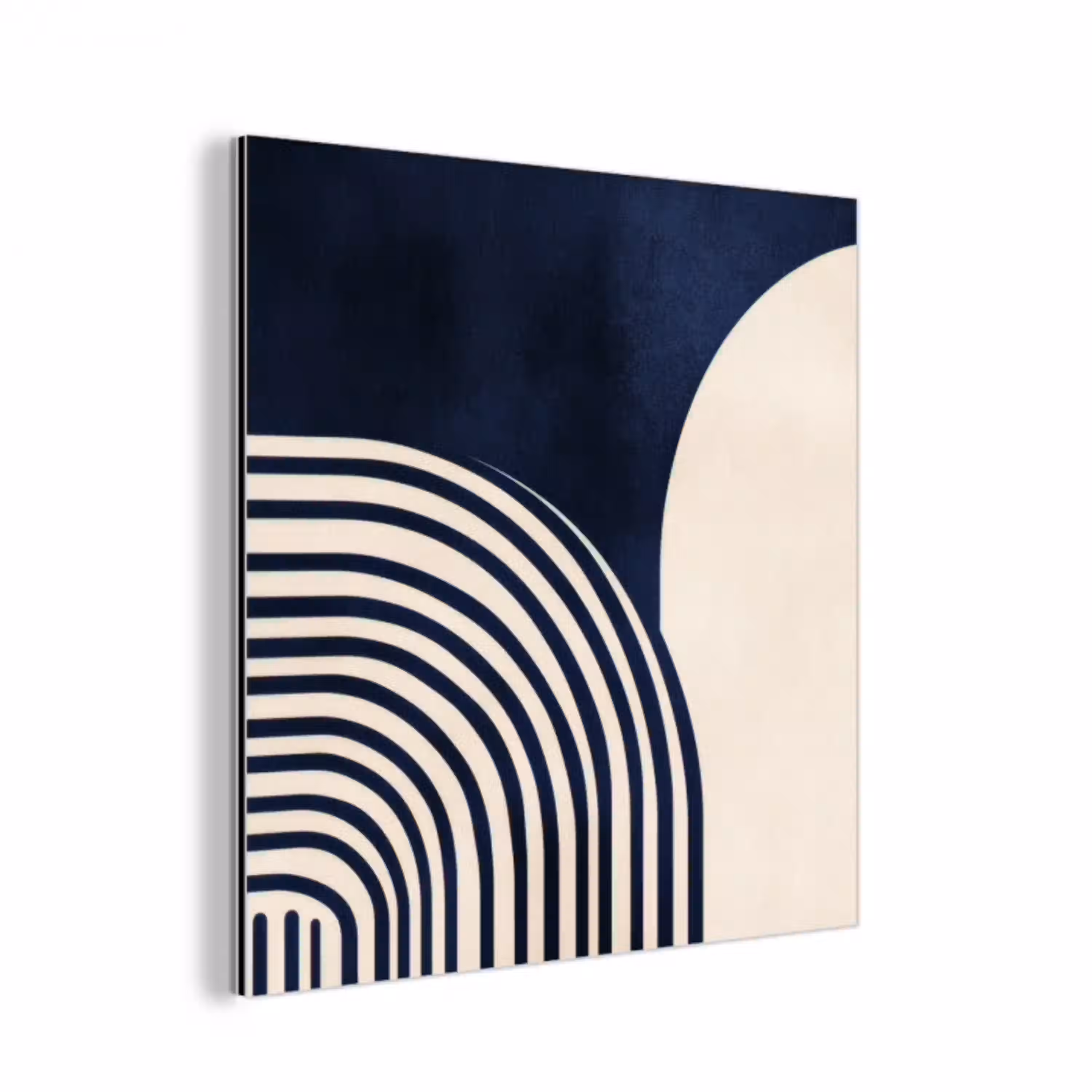 Donkerblauw - Abstract - Lijnen aluminium wit klein -3d