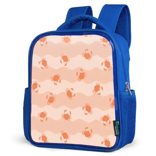Zee - Dieren - Roze - Krab Kinderrugzak - Blauw middel 862 -schuin