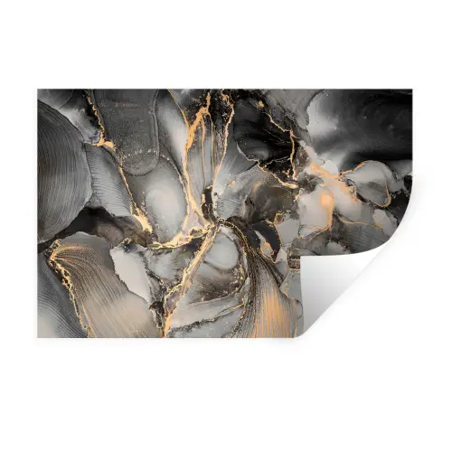 Grijs - Luxe  - Goud - Marmer Muursticker klein -3d