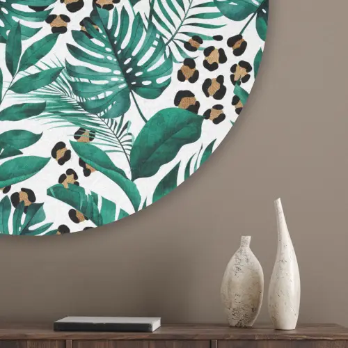 Panterprint - Bladeren - Jungle Akoestische PET Vilt - Rond klein -sfeer5_closeup