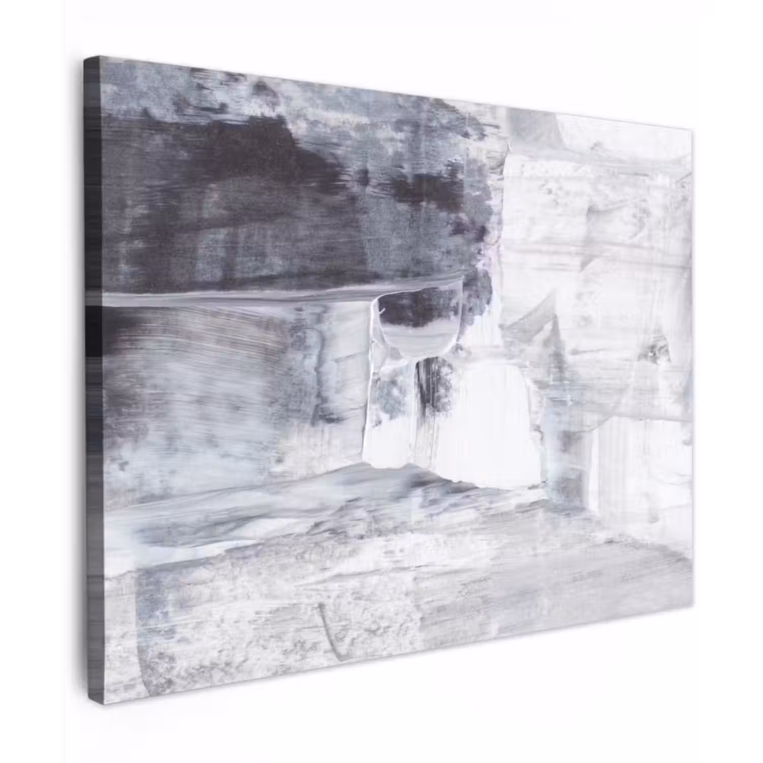 Canvas schilderij - Kunst - Verf - Wit - Zwart - Grijs