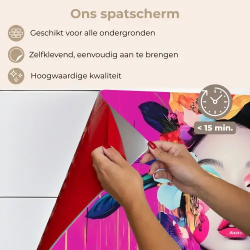 Vrouw - Portret - Abstract - Paars keuken achterwand spatscherm klein -spatscherm_NL