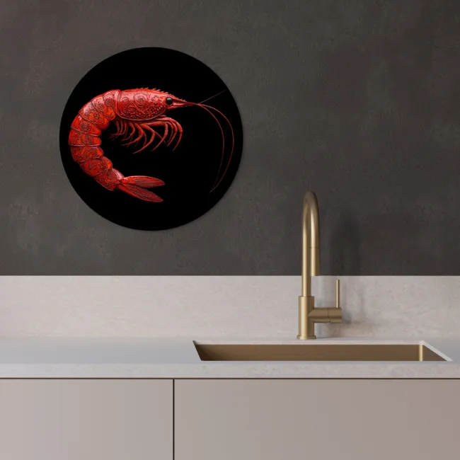 Garnaal - Rood - Dieren KitchenYeah - Keuken - Wandcirkel Forex klein -sfeer1