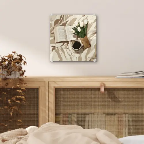 Boek - Illustratie - Tulpen - Koffie plexiglas 5mm klein -sfeer4